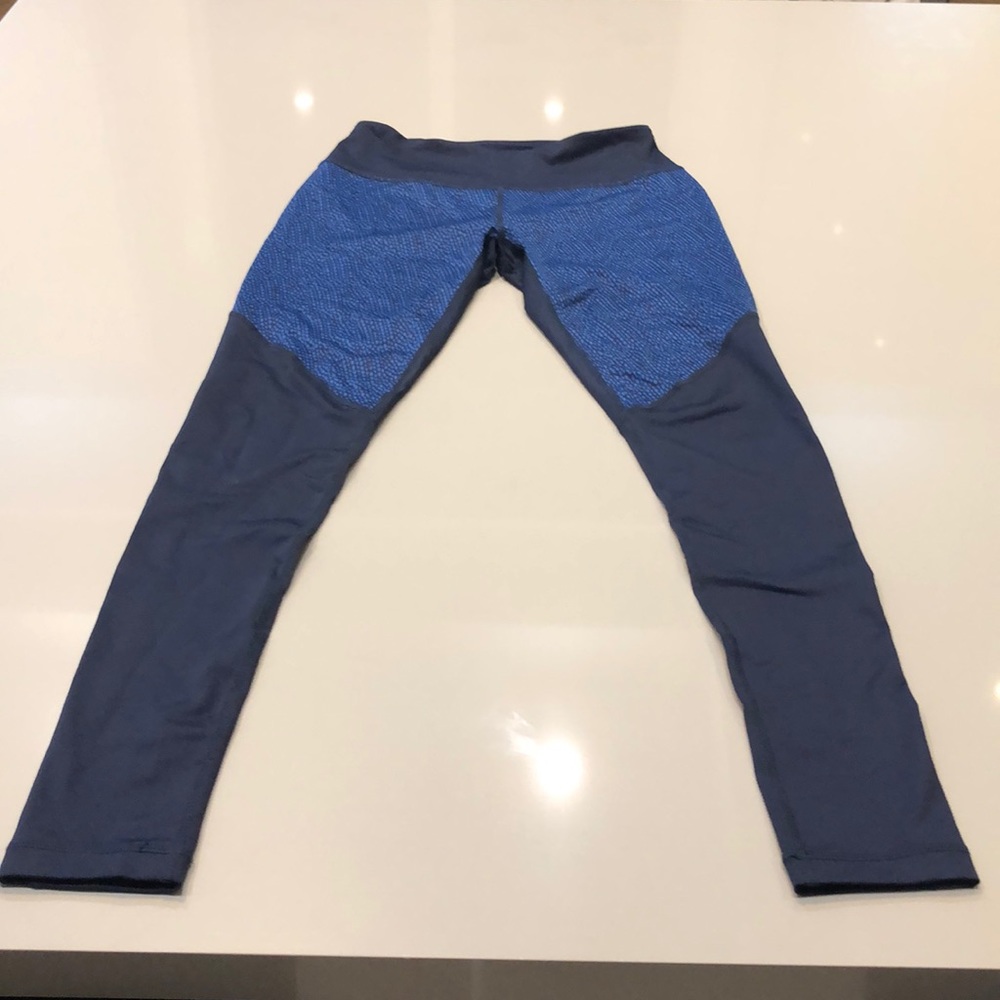 Zella Blue Ankle Leggings with mesh calf